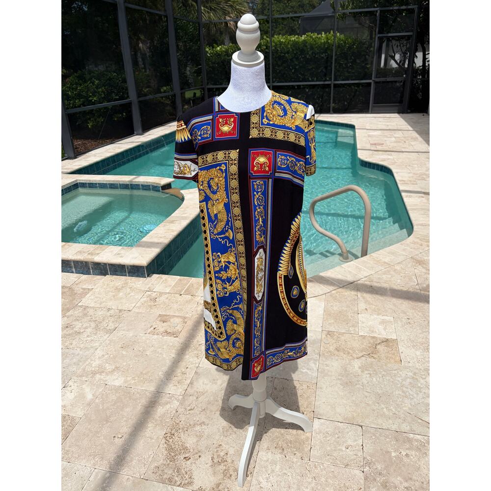 Authentic Versace Baroque Graphic Print Shift Dress IT 46 - Picture 3 of 8
